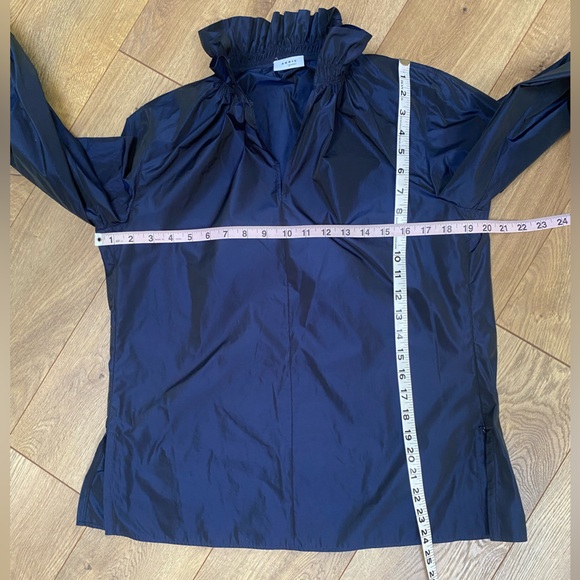 AKRIS PUNTO Blue Taffeta Ruffle Neck Blouse - Picture 8 of 11